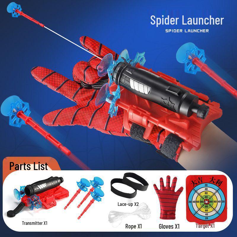 Spider Hero Wrist Launcher: Suction Cup Web-Shooter Toy with Sticky Wall Soft Bullet