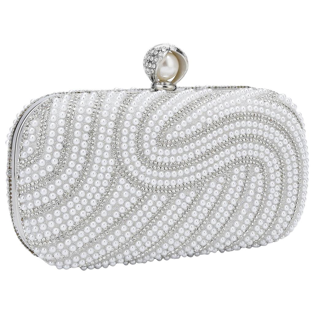 Pearl Beaded Clutch Purses For Women Wedding Bridal Small Handbag Clutches Shoulder Bags Full Beaded Party Prom Top-Handle Bag