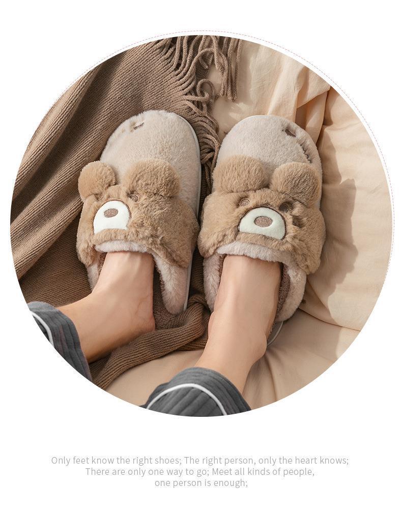 Women's Winter 2026 Cotton Plush Rabbit Fur Slippers - Indoor Home Style