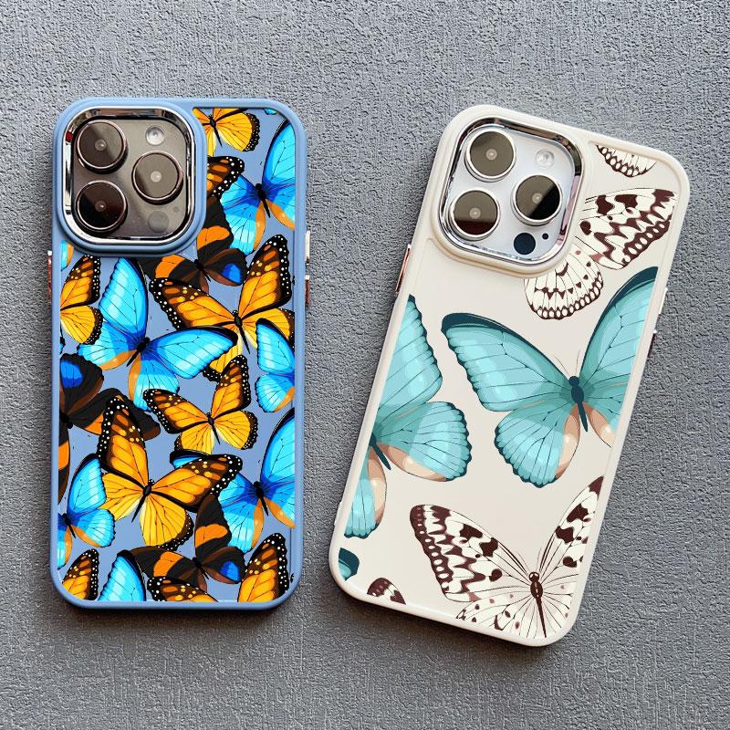 Animal Chromatic Colour Butterfly Print Silicone Phone Case For iPhone 13 12 Mini 11 Pro Max 16 15 14 Plus Pro Max XR XS X Cover