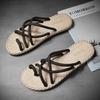 Slippers men's summer popular personalized weaving casual outer wear toe non-slip trend beach shoes sandals flip-flops