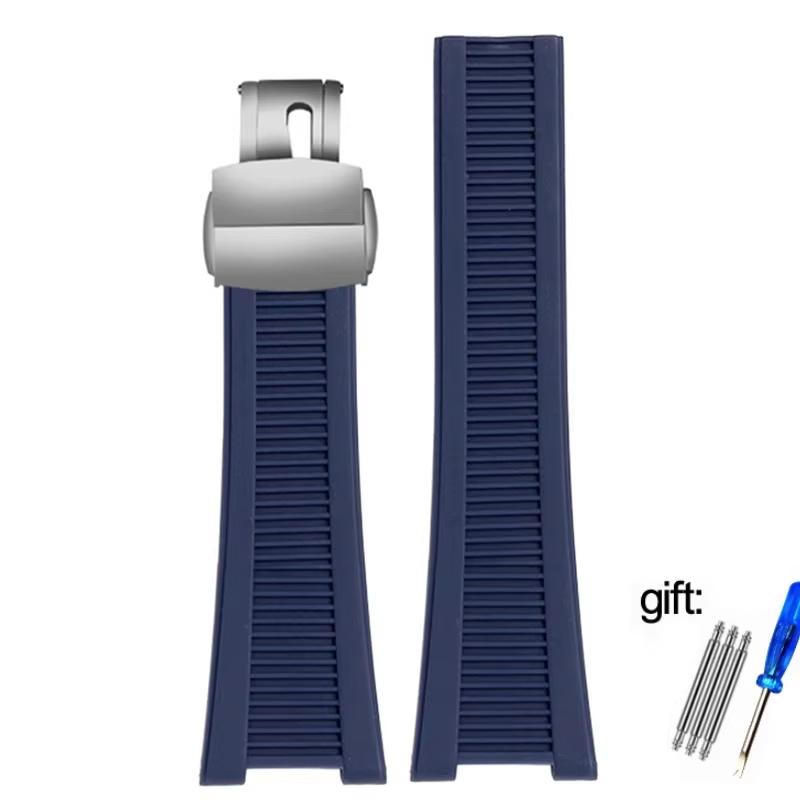 Gummi Konkaves Uhrenarmband für Patek Nautilus Philippe PP 5711 5712 Schwarz Blau Grau Braun Silikon Uhrenarmband 25mm*13mm