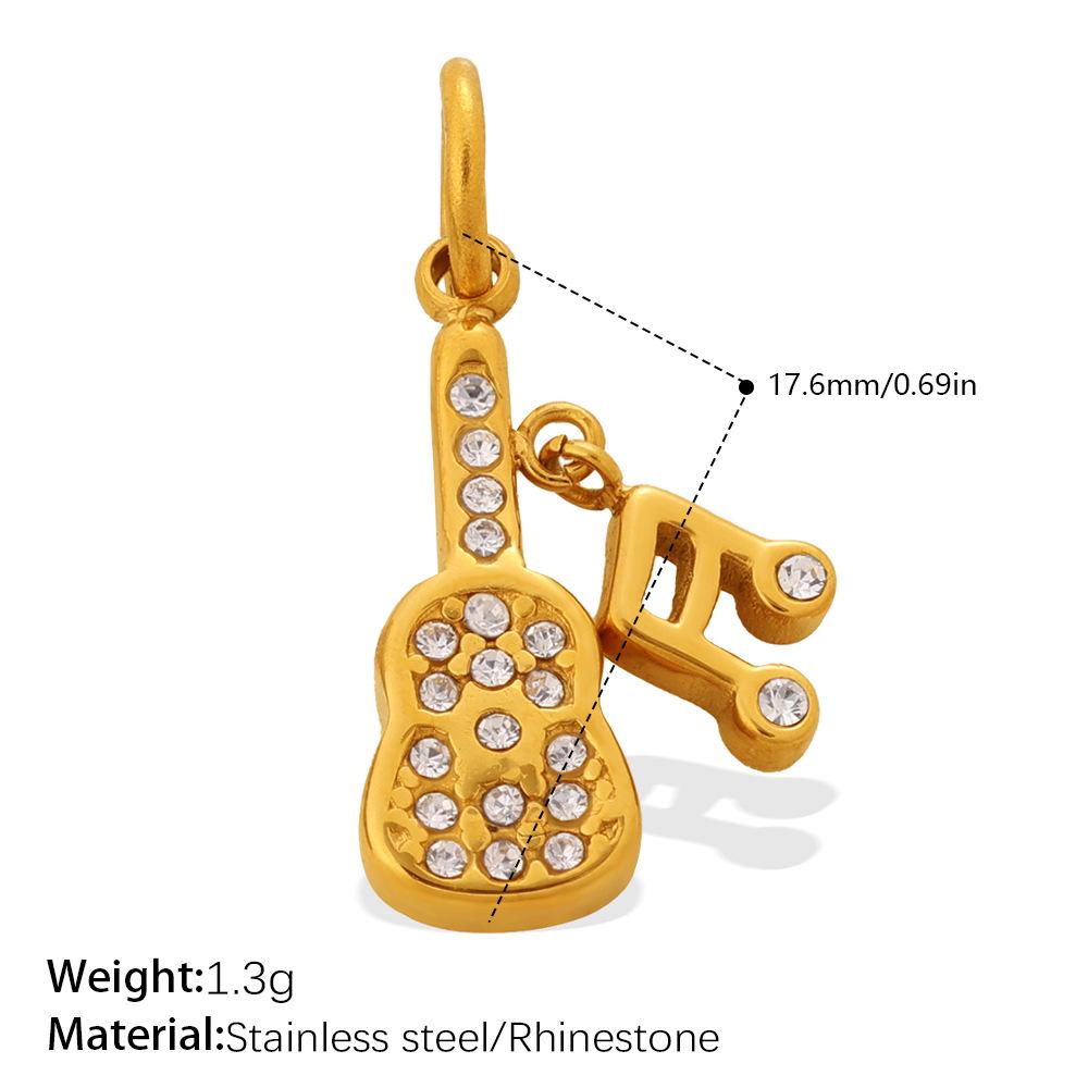 European & American Cross-Border Rhinestone Pendant - Luxury Retro Musical Note Guitar Ornament