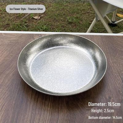 Titanium Ice Flower Camping Round Plate