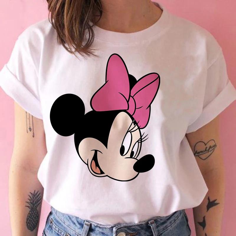 Disney Funny Mickey Tshirt Minnie Mouse Cartoon T-shirt Printing Women Tshirt Female Clothes Kawaii Summer Girls Clothing