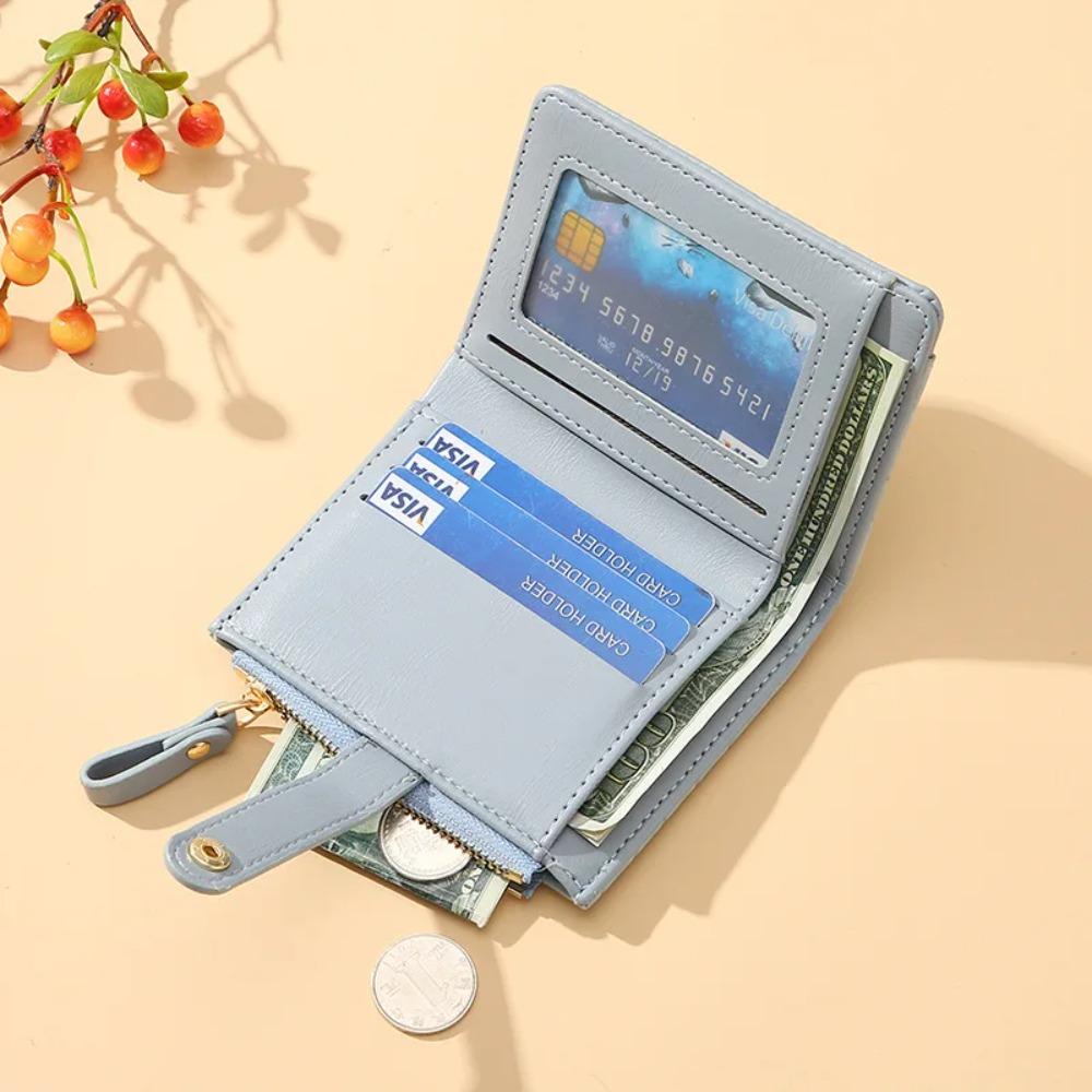 Multi-card Slots Women Short Wallet Fashion Leather Solid Color Women Clutch Crocodile Print Waterproof Card Bag