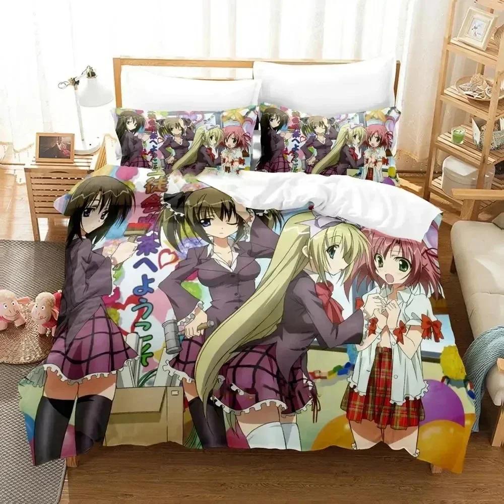Anime Student Council'S Discretion Bedding Set Printed Bed Set With Pillowcase Duvet Cover Soft Queen King Size Bedclothes Home