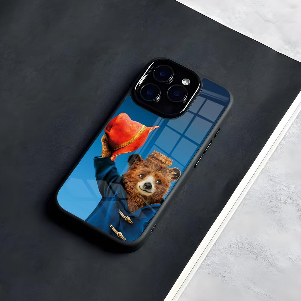Cute P-Paddingtons Bear Phone Case For IPhone 17 Pro Max 16 15 14 13 11 Pro Max Plus Glass Phone Case