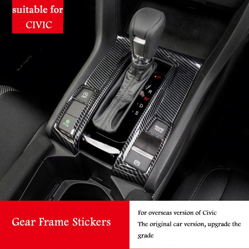 Kohlefaser Auto Mittelkonsole Schalthebel Panel Rahmen Abdeckung Zierleiste für 2016-2020 Honda Civic 10. Generation Automatikgetriebe