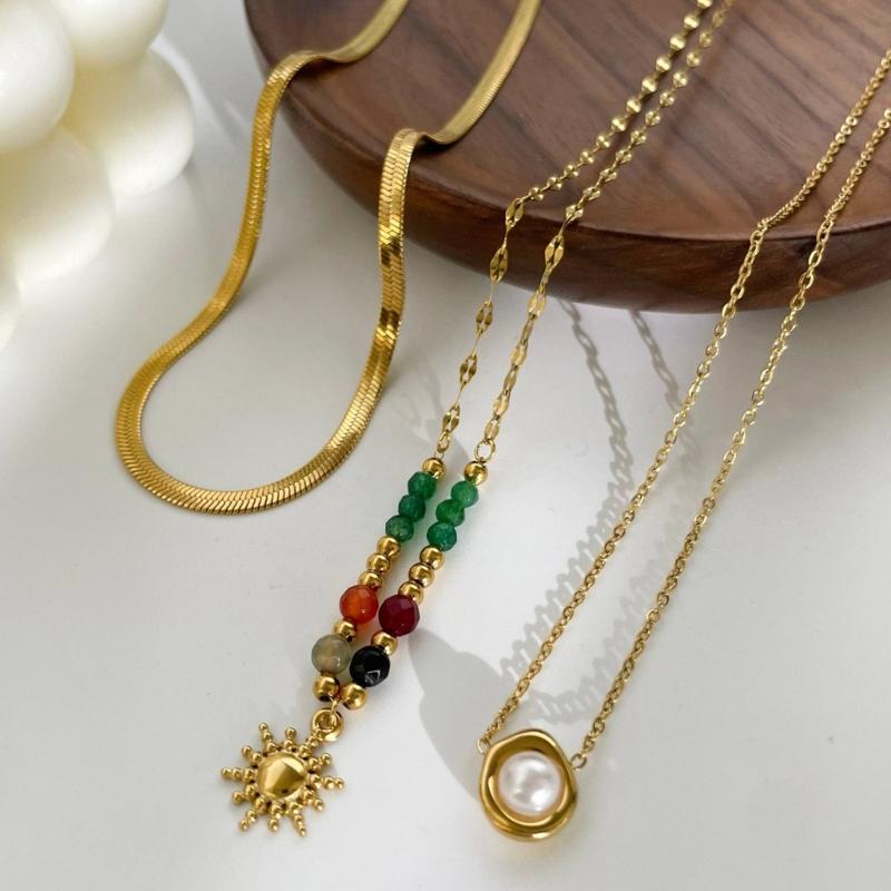 Stylish Beaded Pearls Necklace Daily Wear Necklace Elegant Women Accessory Evening Party Jewelry Stainless Steel Texture