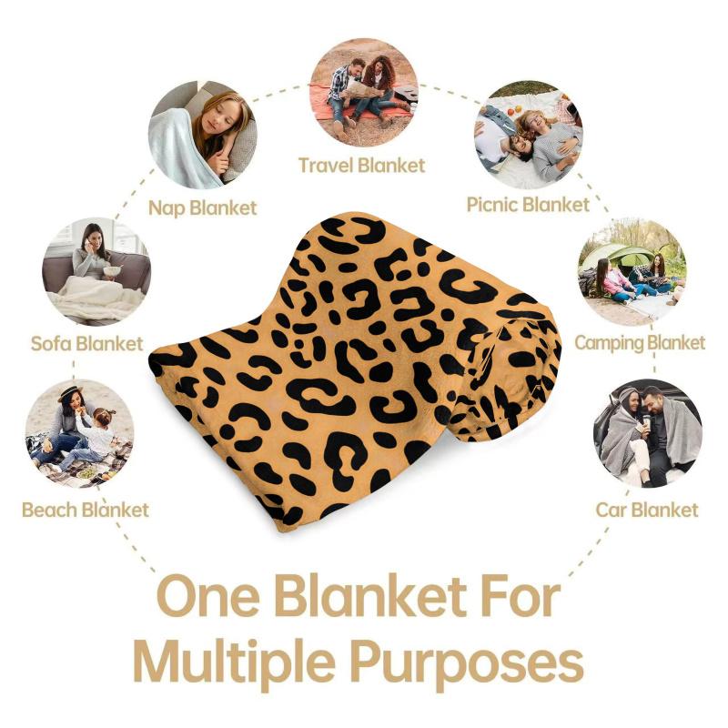 Trendy Leopard Print Blanket Flannel Blanket Throw Blanket Warm Blanket Gift Blanket Adult Sofa Decor