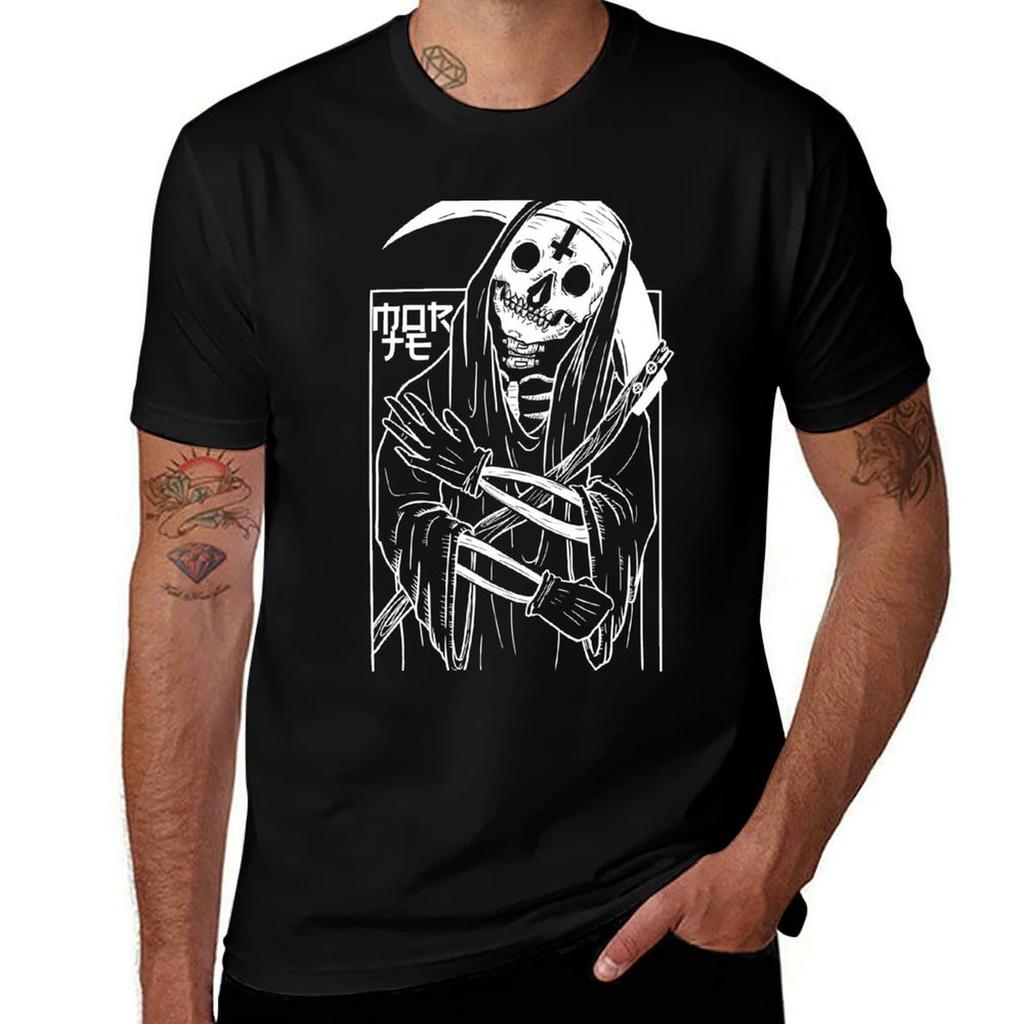 Reaper nun (white lines) TShirt Big Size Short Sleeve Tee for Unisex