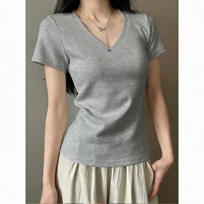 Summer New Slim Fit U Neck T Shirt For Women Casual Daily Wear With Soft Rayon Fabric