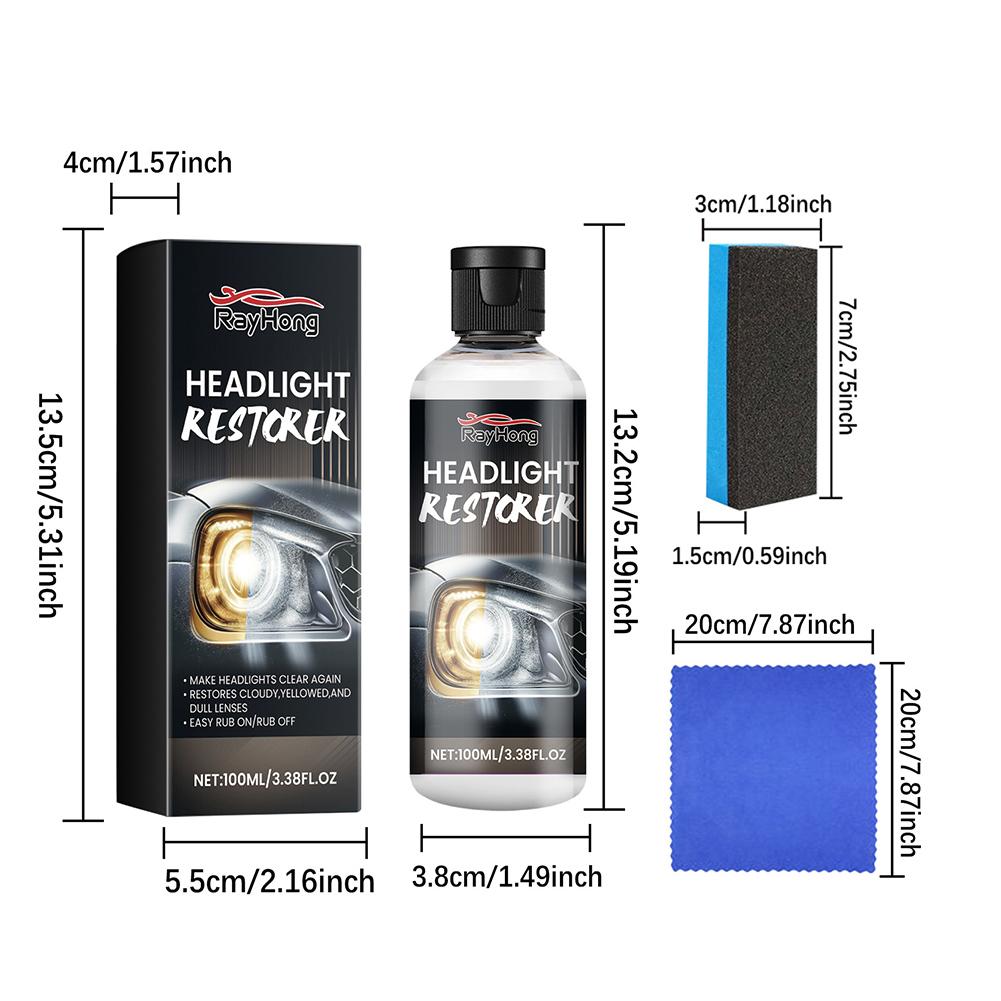 Car Headlight Polish Liquid With Cloth Sponge Headlight Restorer Polishing Anti-Scratch Liquid For Car Lampshades Cleaning Tool