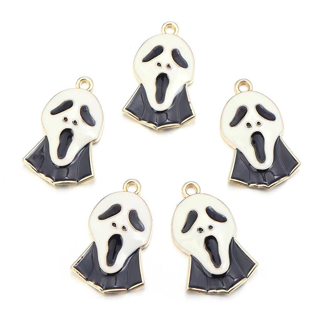 10pcs Halloween Charms Creepy Alloy Enamel Ghost Skull Pumpkin Bat Charms Pendants For DIY Jewelry Making Necklace Accessories