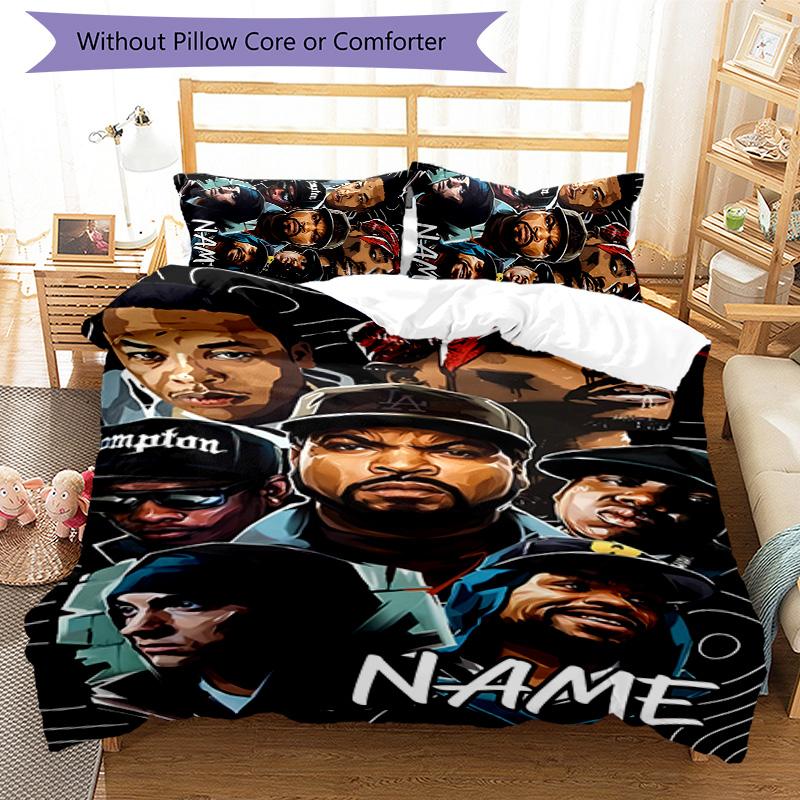 3pcs Rapper2 Cover Set - Personalized Name, HD Printed Bedding with 1 Cover and 2 Pillowcases - Perfect for Home Decor, Easy Care