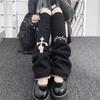1 pair of punk cute y2k reversible women's calf pile socks for autumn and winter, funny and warm wide knit jk leg covers