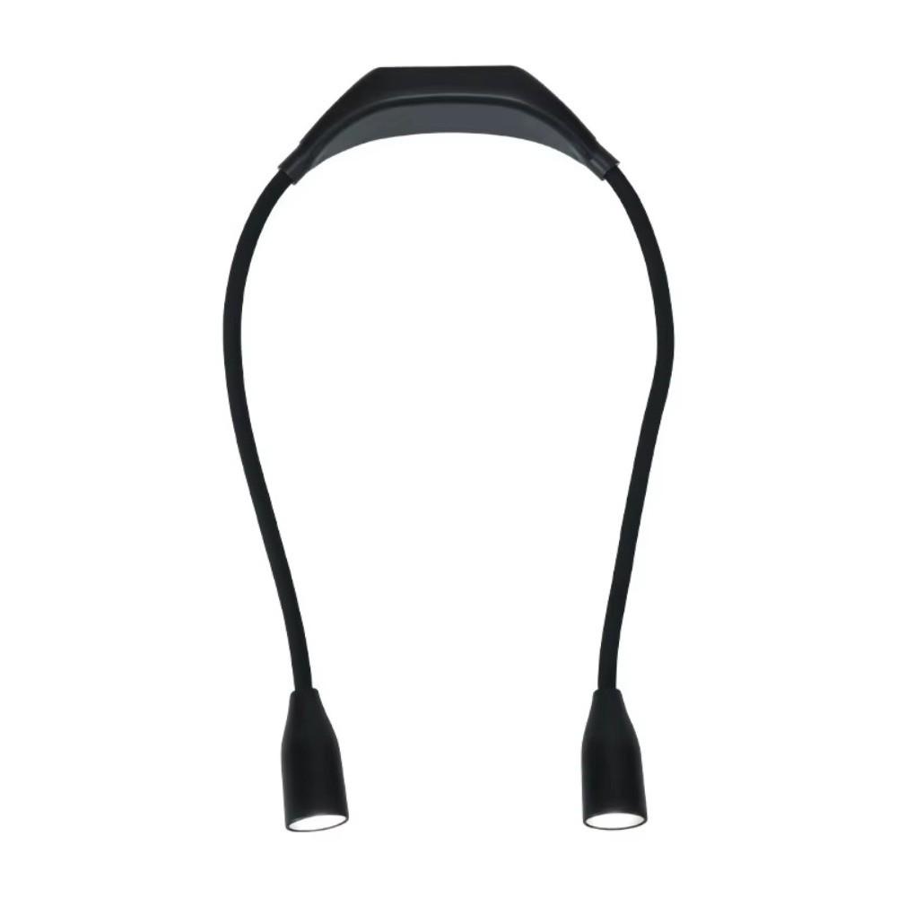 

Portable Rechargeable LED Neck Reading Light Flexible Adjustable Brightness Night Running Lights 3 Colors Hands Free Flashlight чорний