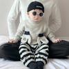 Boys Knitted Sweater Autumn And Winter New Baby Pullover Sweater Small Gloves Round Neck Children Loose Foreign Style