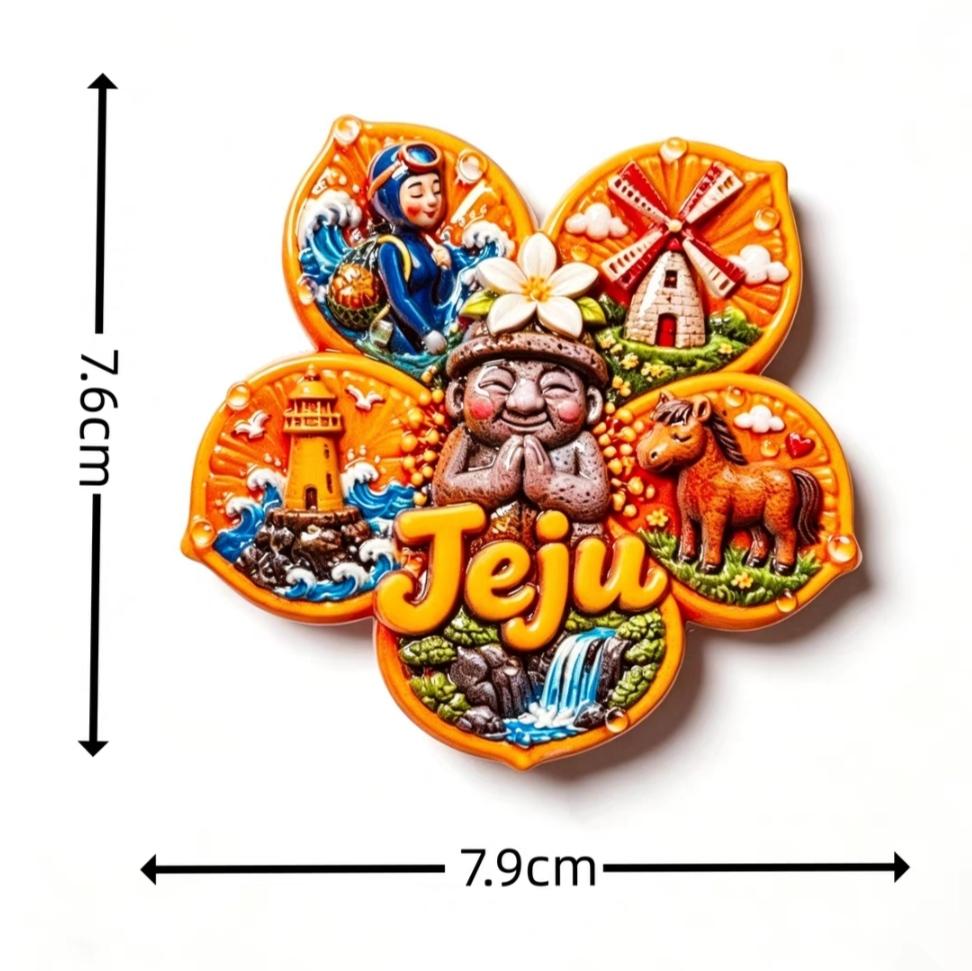 South Korea Seoul Jeju 3D Fridge Magnets Tourism Souvenir Refrigerator Magnets Sticker Home Kitchen Decoration