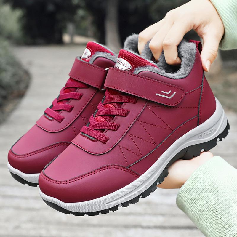 Cotton Shoes, Large-sized Snow Boots, Walking Shoes, Fleece and Thickened Cotton Shoes, Velcro Women's Boots