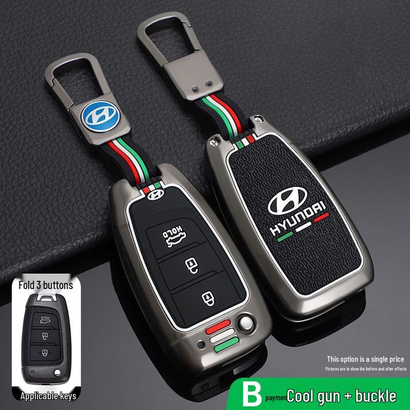 High-End Key Case for 21 Hyundai Models: Fits 2020 Elantra, Reina, ix35 – Unisex Car Key Shell with Buckle