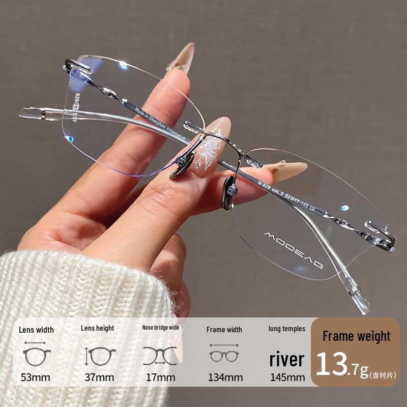 

Женские роскошные ультралегкие титановые очки для миопии кошачий глаз без оправы с дизайном бабочки