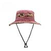 Unisex Washed Cotton Bucket Hat Summer Spring Wide Brim Sun Hat Outdoor Fishing Hiking Cap UV Protection Breathable Beach Safari Hat with Chin Cord
