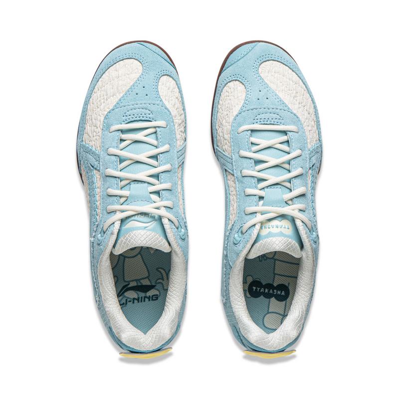 Li Ning Tyakasha X  Table Tennis Collaboration Series Comfortable Durable Non-Slip Low-Top Casual Shoes Unisex Casual Shoes Sky-Blue AZGV153-2