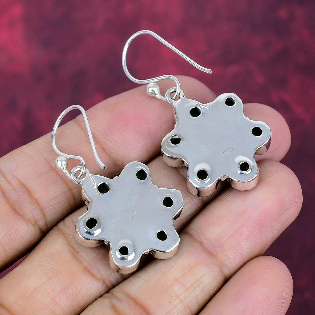 Green Copper Turquoise Handmade Gemstone Earrings, 925 Solid Sterling Silver Earrings Birthstone Jewelry, Love Forever Gift