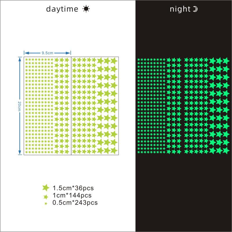 Φωτεινά Φθορίζοντα Αυτοκόλλητα Αστέρια και Κουκκίδες για Διακόσμηση Παιδικού Δωματίου