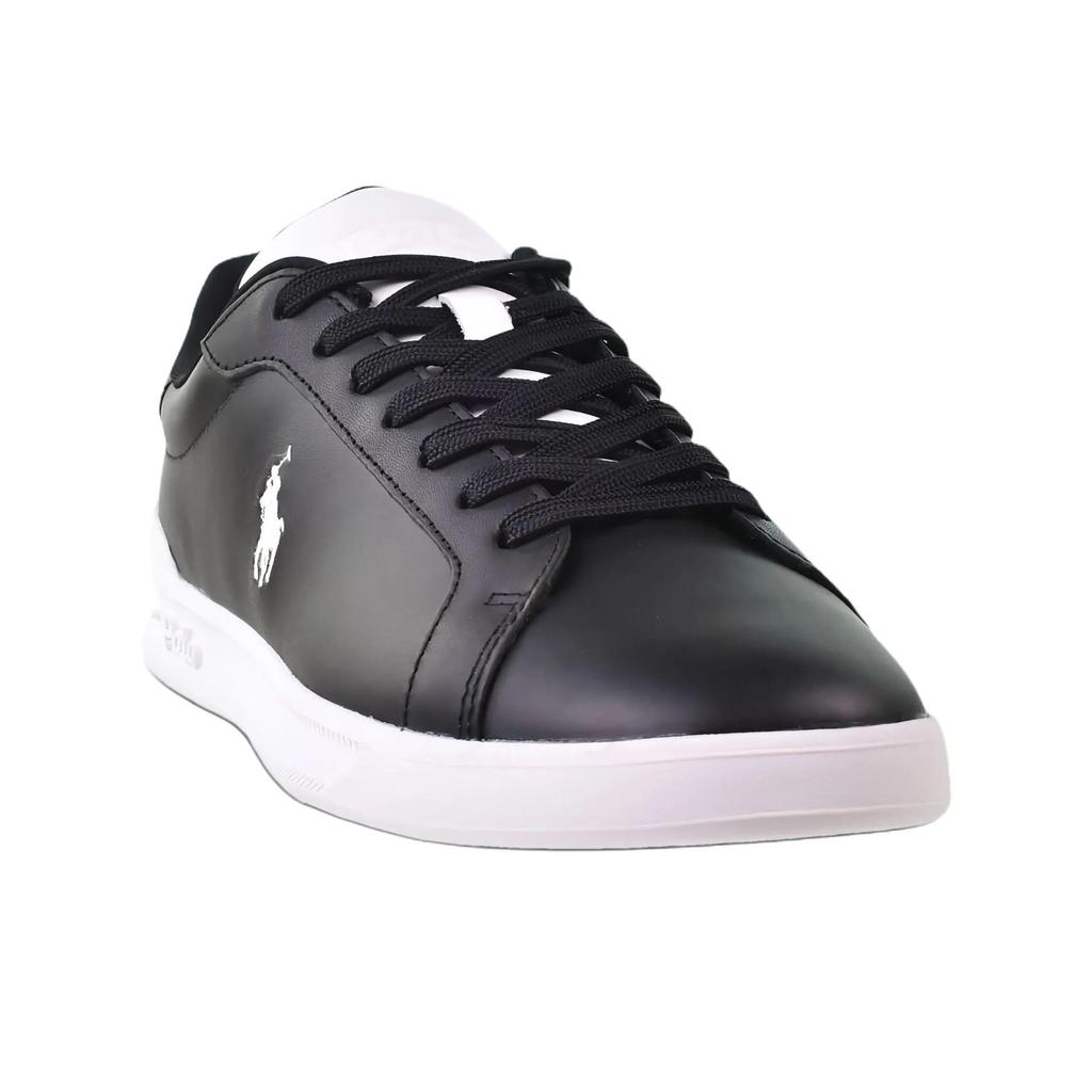 Polo Ralph Lauren Heritage Court II Leather Round Toe Lace-Up Logo Detail Low-Top Sneakers Men sneakers Black 809944784004