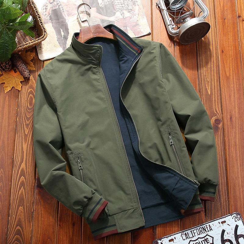 Spring and Summer Men's Reversible Stand Collar Casual Jacket