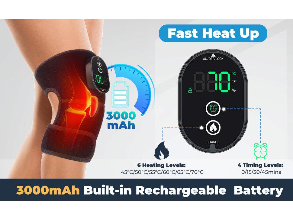 6-Speed Electric Heating Knee Pad for Cold Leg Joint Therapy with Wormwood Compression