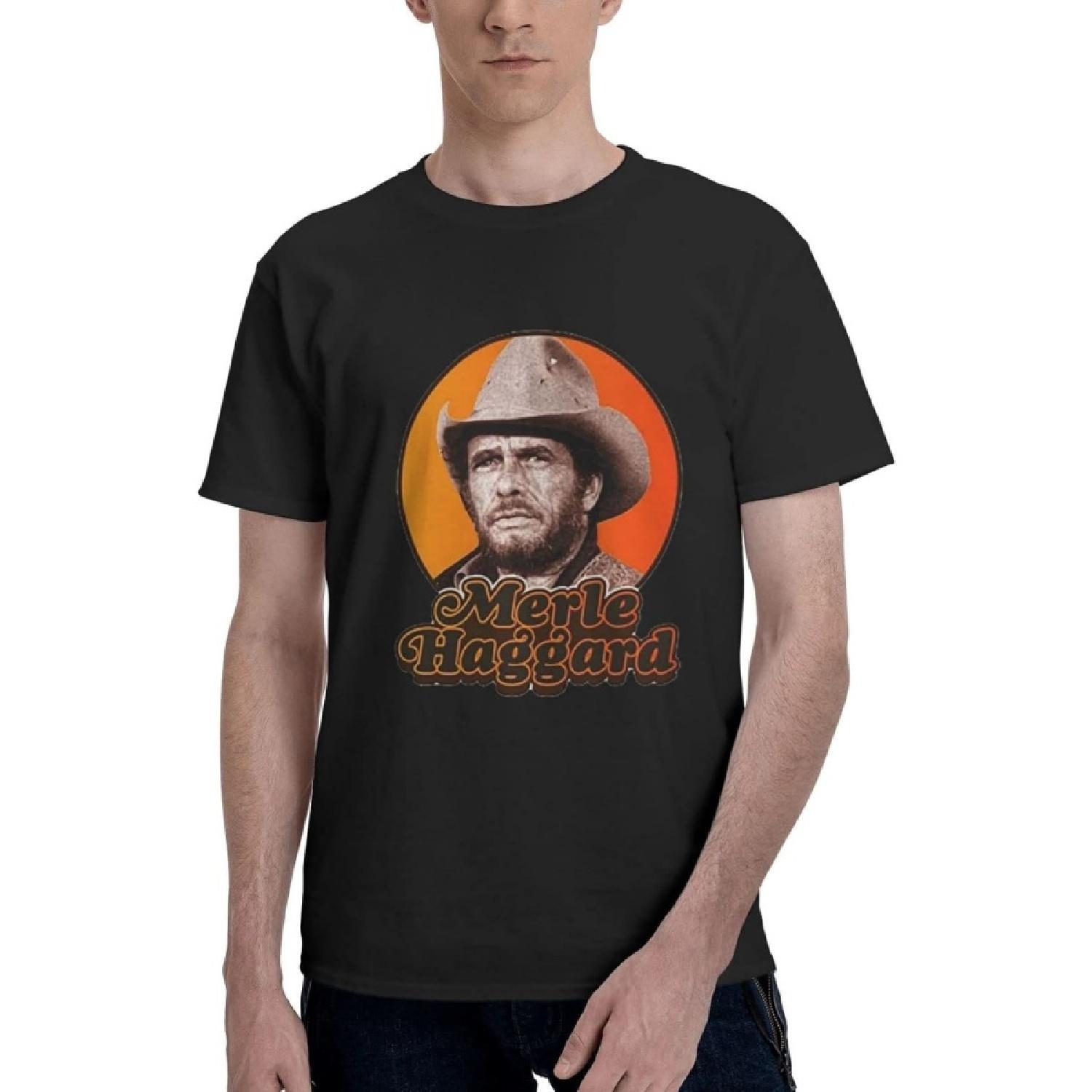 RePaLy Men s T Shirt Merle Haggard T-Shirt Short Sleeve Pullover Tops S
