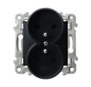 Double Socket with Grounding Module Without Frame - Matt Black, SZAFIR GP-2ZRZ