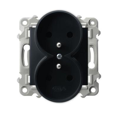 Double Socket with Grounding Module Without Frame - Matt Black, SZAFIR GP-2ZRZ