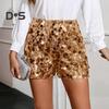Sequin Shorts for Women Elastic Waist Straight Leg Sparkly Party Mini Shorts High Waist Shiny Nightclub Outfits