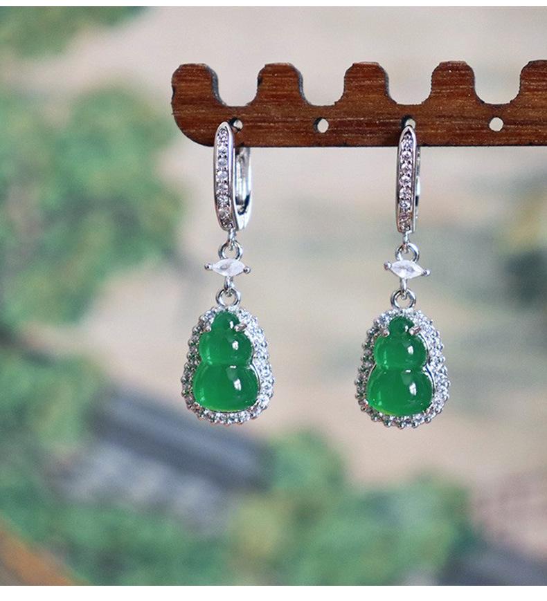 Elegant Zircon Agate Gourd Earrings: Chic, Retro, and Versatile Ear Jewelry