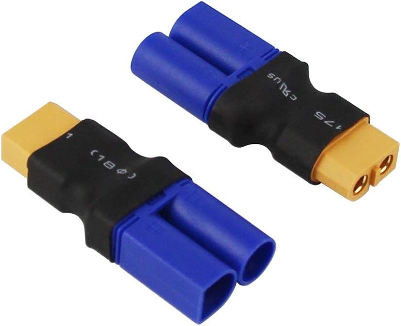 Set of 4 XT60 Female To EC5 Male Adapters | Connect LiPo Batteries To RC Devices | Ideal for Airplanes, Cars, Helicopters | Yellow, Plastic