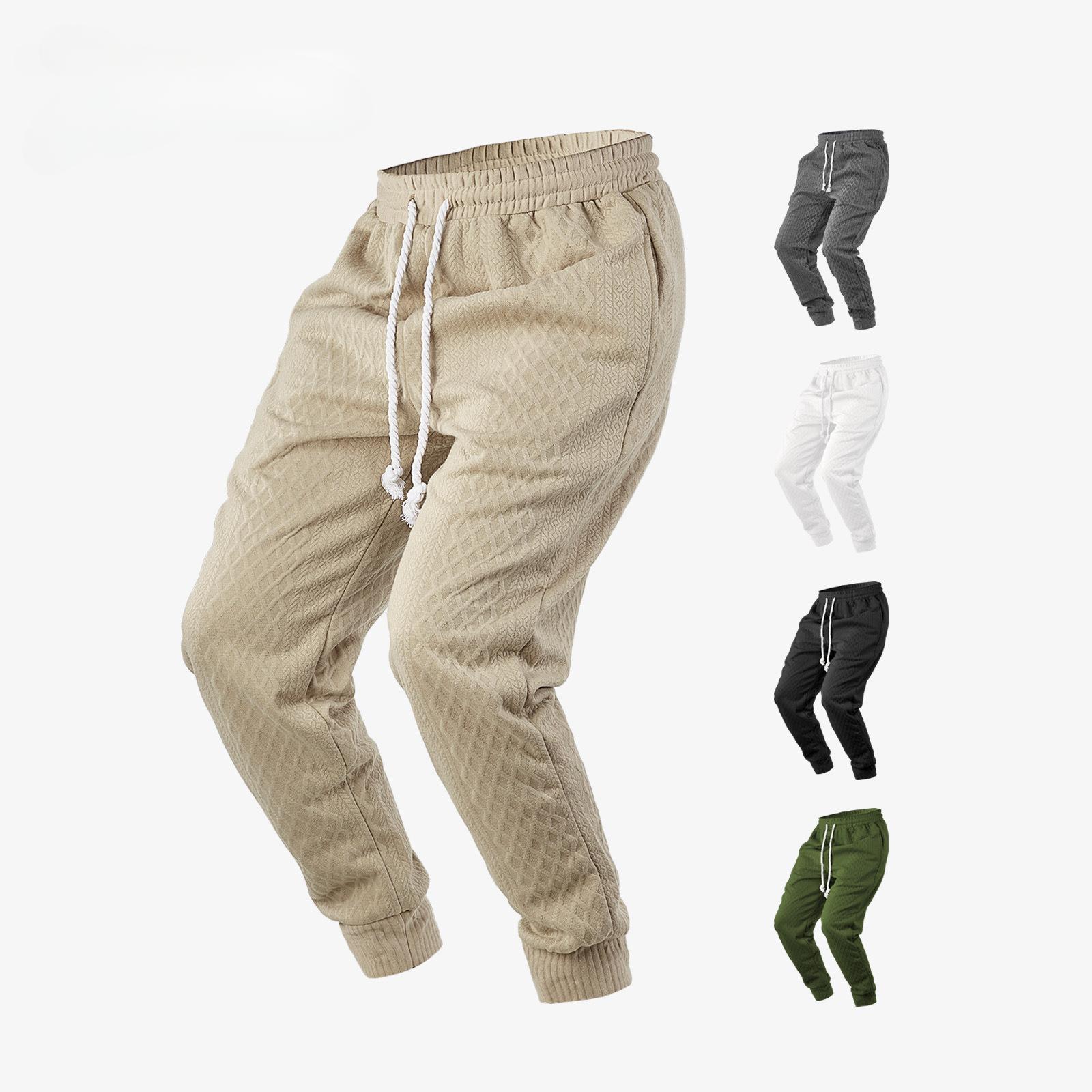 

Весняно-осінні чоловічі штани великої ваги, товсті, повсякденні, спортивні, швидкосохнучі, однотонні, жакардові, на шнурку, вуличний одяг, домашні, універсальні штани 3XL хакі