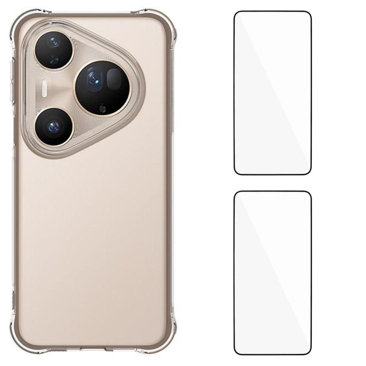 

Для Huawei Pura 80 Ultra TPU чехол WANLONFENG WL2 Series 2.0мм чехол для телефона с 2 шт. защитных стекол Transparent