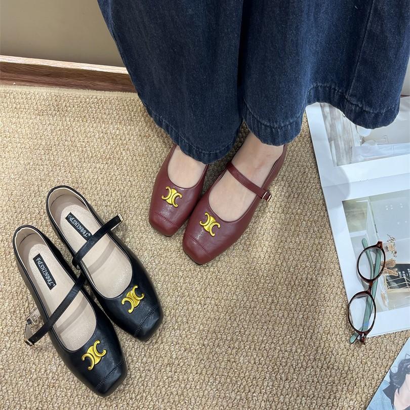 French evening breeze temperament small leather shoes women's 2025 spring and autumn new flat-bottomed retro single shoes Mary Jane shoes