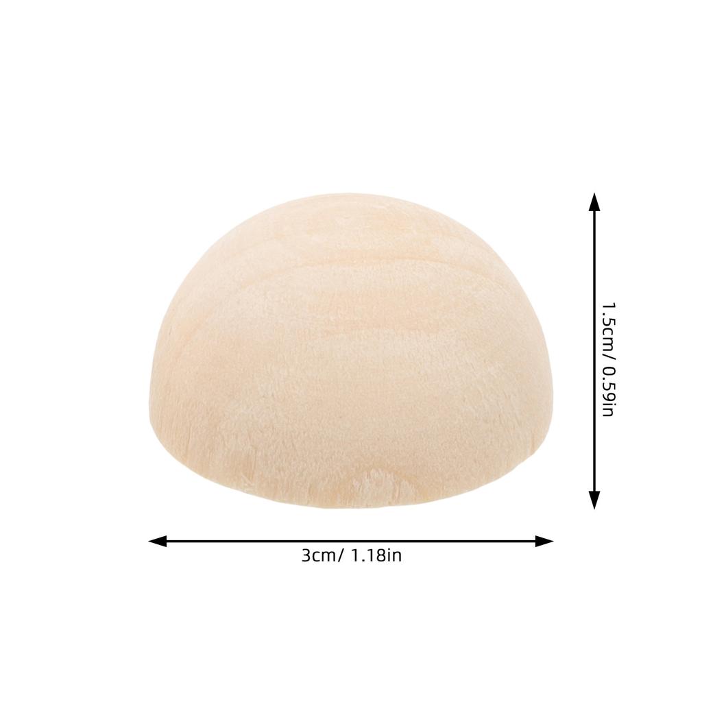 30Pcs Half Wooden Balls Unfinished Mini Hemispheres DIY Craft Projects Art Supplies Smooth Solid Half Craft Balls