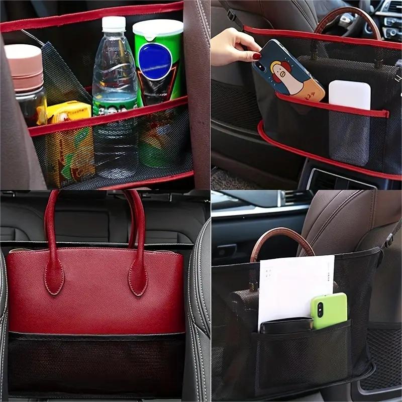1PC Large Capacity Car Seat Net Pocket Handbag Purse Holder Mesh Back Pouch Between Seats Storage Bag Organizer Car Accessories