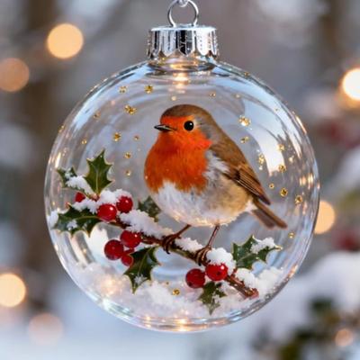 7cm Nature's BirdsOrnament Ornament Gift Acrylic Solid Color Xmas Tree Ornament Charm Birds Bauble DIY Christmas Ball Pendant