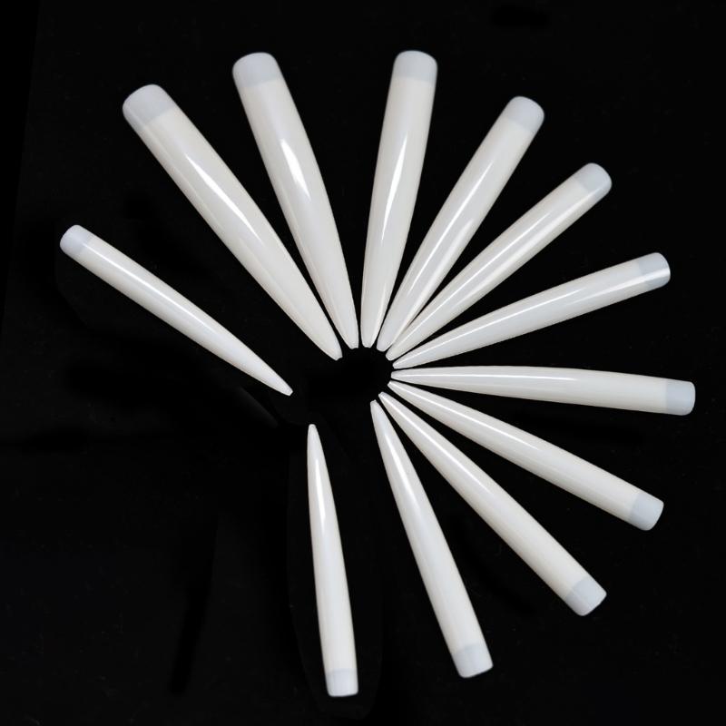 120pcs Long Fake NailsFull Coverage Clear Nail Tips for Nail Art Manicure Practice in Various Sizes Easy Application