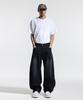 CREAM SODA LAB Half-Band Vintage Front Wash Wide Balloon Denim Pants Black
