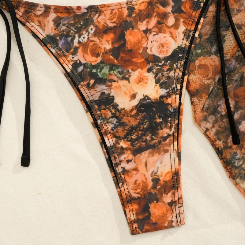 Sexy Chiffon Half Skirt Beach Wrap Three-piece Swimsuit Women Bikini2026