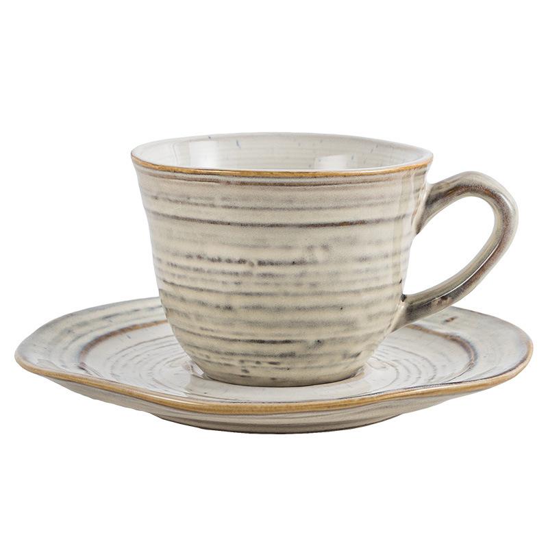 Gray Cup Saucer Ritual Afternoon Tea Coffee Cup Saucer Retro High Value Ceramic Cup Saucer Household Water Cup